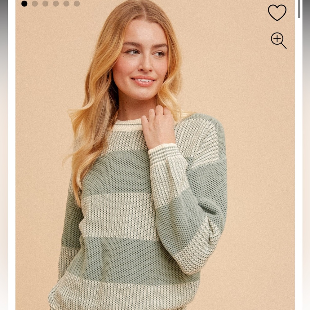 Hem & Thread Sage Colorblock Striped Sweater